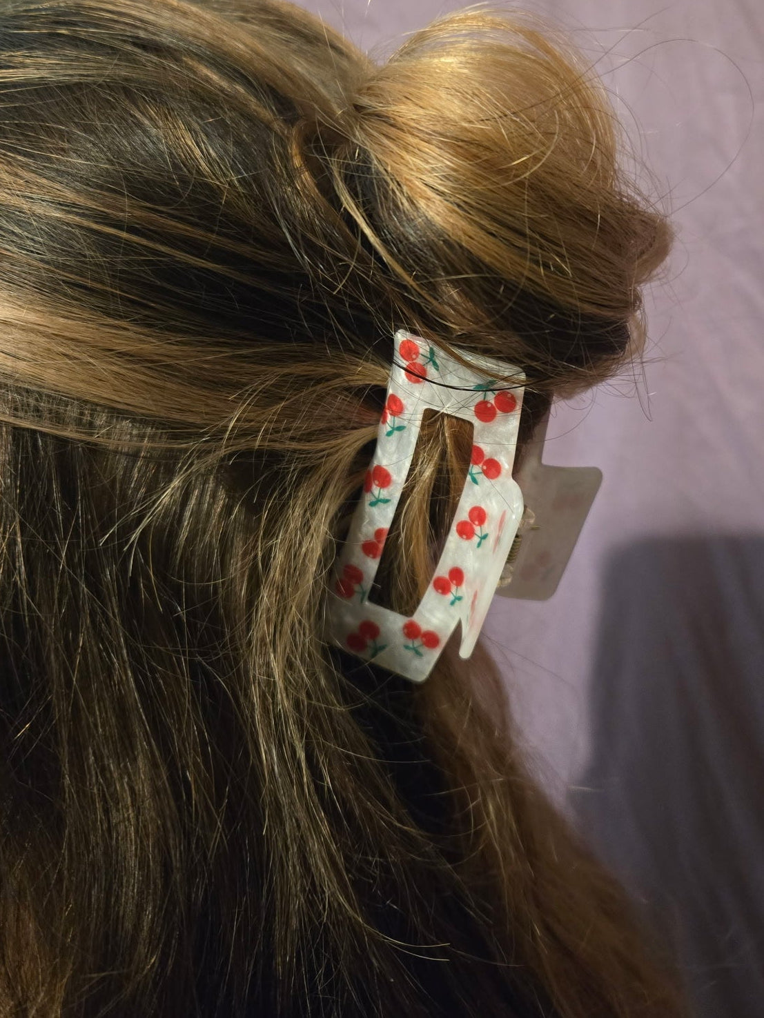 Jumbo Cherry Rectangle Claw Clip